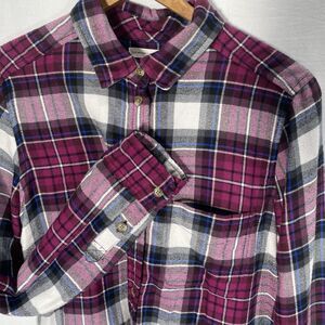 AMERICAN EAGLE Ahh-Mazingly Soft Boyfriend Flannel Shirt Plaid Womens S Purple